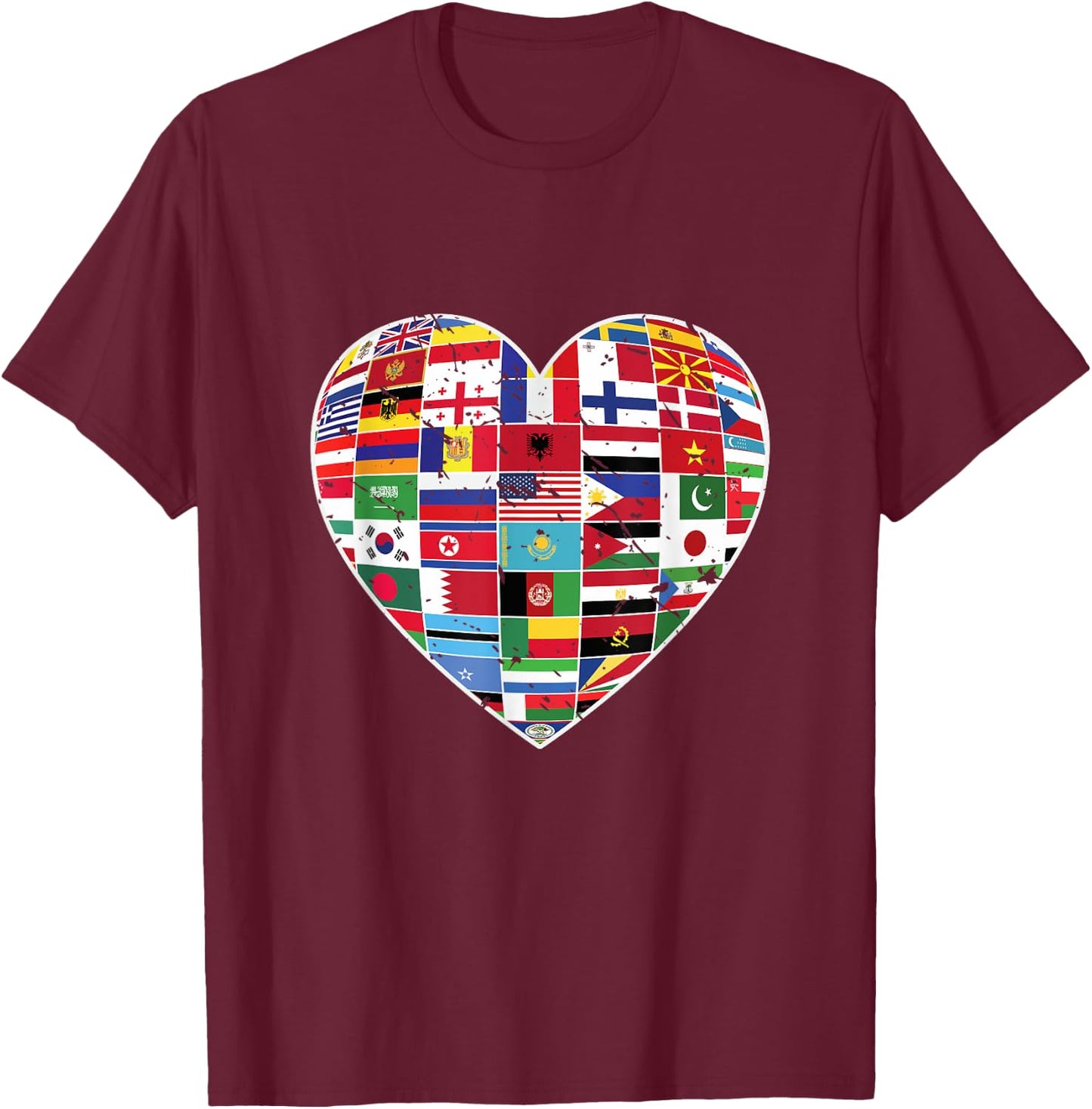 World Flags Earth Day T-Shirt - T-Shirt | Maroon