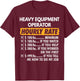 Heavy Equipment Operator Hourly Rate Funny Construction T-Shirt - T-Shirt | Maroon