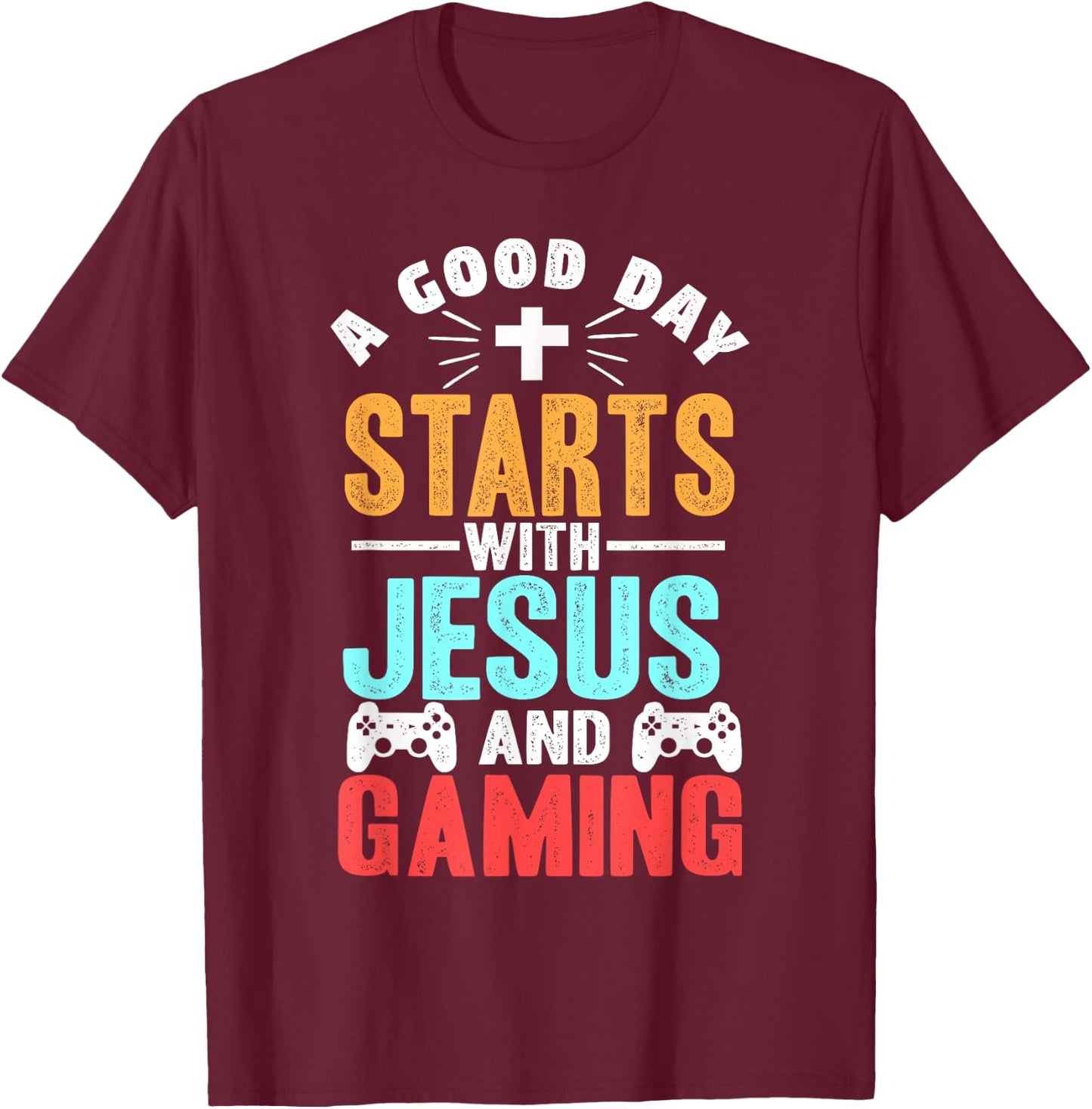 Funny Christian Jesus Gaming Gift Christian Gamer T-Shirt - T-Shirt | Maroon