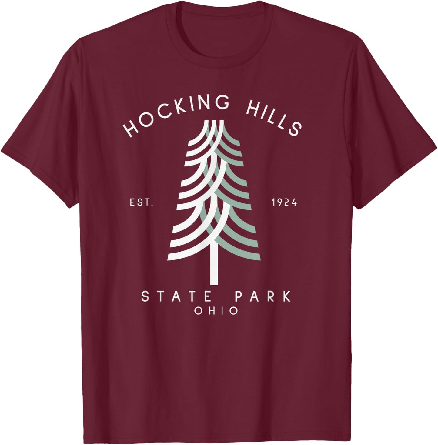 Hocking Hills Park Ohio tree T-Shirt - T-Shirt | Maroon