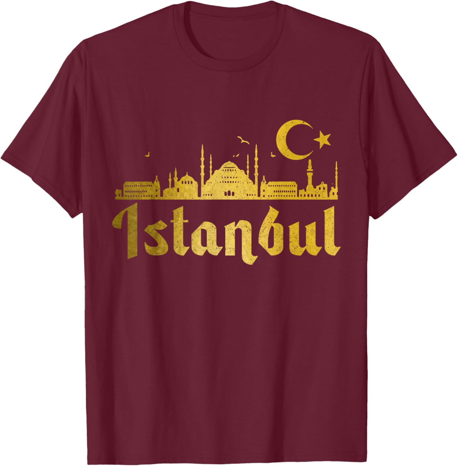 Istanbul Skyline Turkey Turkish Pride Souvenir Turkiye T-Shirt - T-Shirt | Maroon