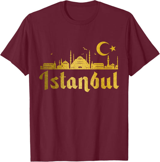 Istanbul Skyline Turkey Turkish Pride Souvenir Turkiye T-Shirt - T-Shirt | Maroon