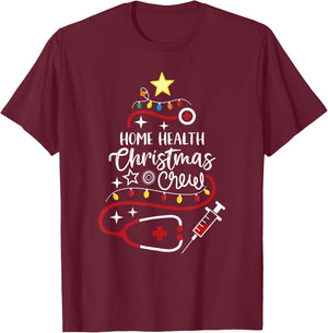 Home Health Nurse Specialists Home Health Christmas Crew T-Shirt - T-Shirt | Maroon