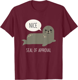 Seal of Approval Funny Animal Pun Pun Gifts T Shirt T-Shirt - T-Shirt | Maroon