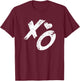 XO Hugs & Kisses with Distressed Heart Vintage Retro T-Shirt - T-Shirt | Maroon