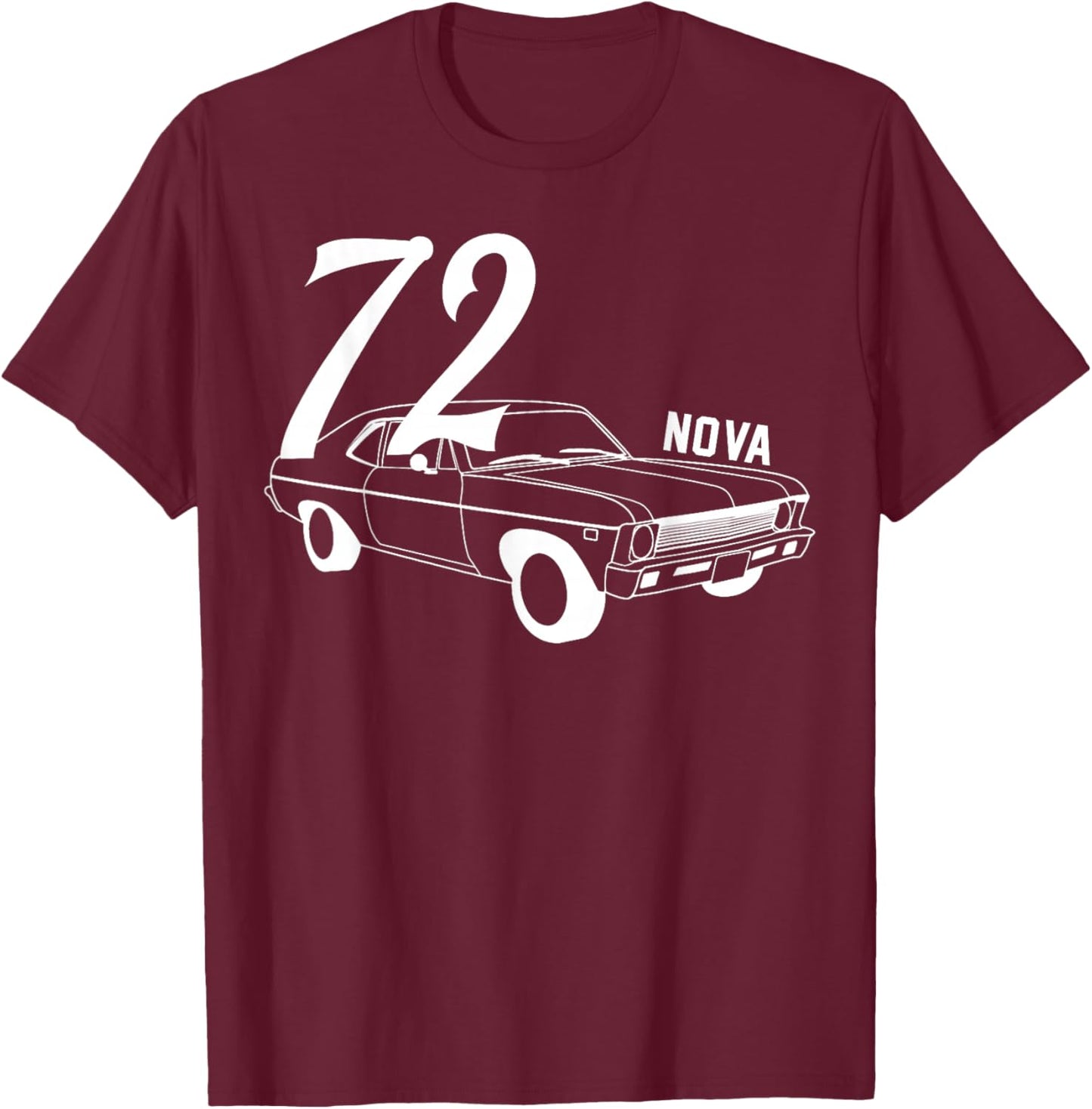 1972 72 Chevys Nova 2 Classic Car Old School Muscle Car T-Shirt - T-Shirt | Maroon
