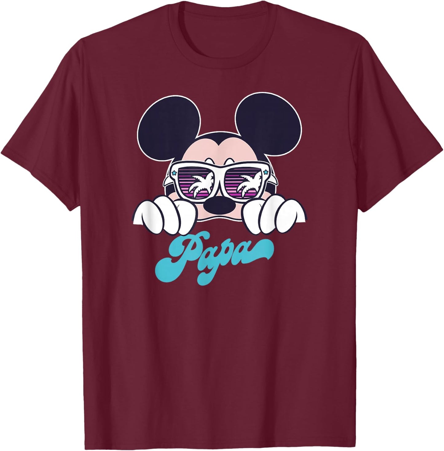 Disney Mickey and Friends Cool Mickey Summer Vibes Papa Logo T-Shirt - T-Shirt | Maroon