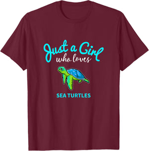 Sea Turtle Shirt for Girls | Kids Sea Turtle Shirt T-Shirt - T-Shirt | Maroon