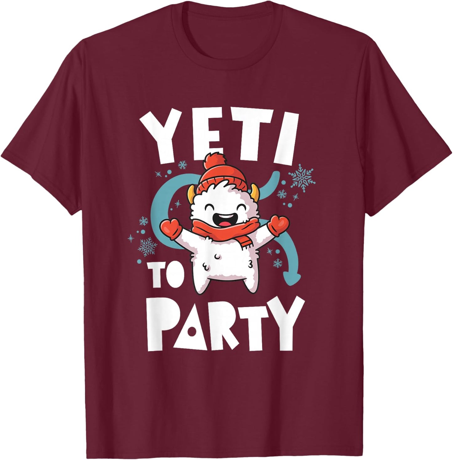 Cute Yeti To Party Ugly Christmas Vacation Kawaii Yeti T-Shirt - T-Shirt | Maroon