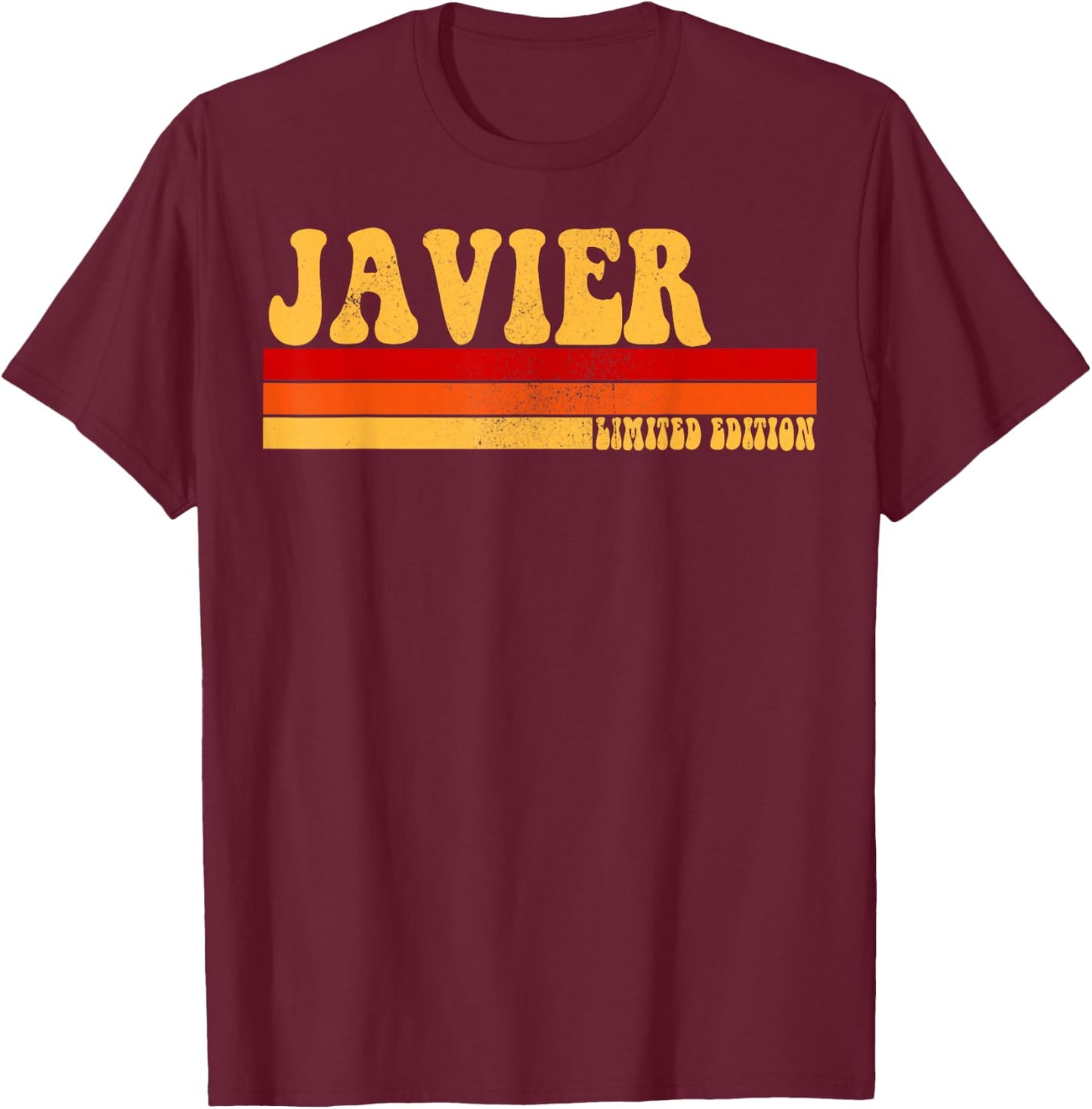 JAVIER Name Personalized Idea Men Retro Vintage JAVIER T-Shirt - T-Shirt | Maroon