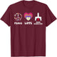 Floral Peace Love Harm Reduction Overdose Awareness Nurse T-Shirt - T-Shirt | Maroon
