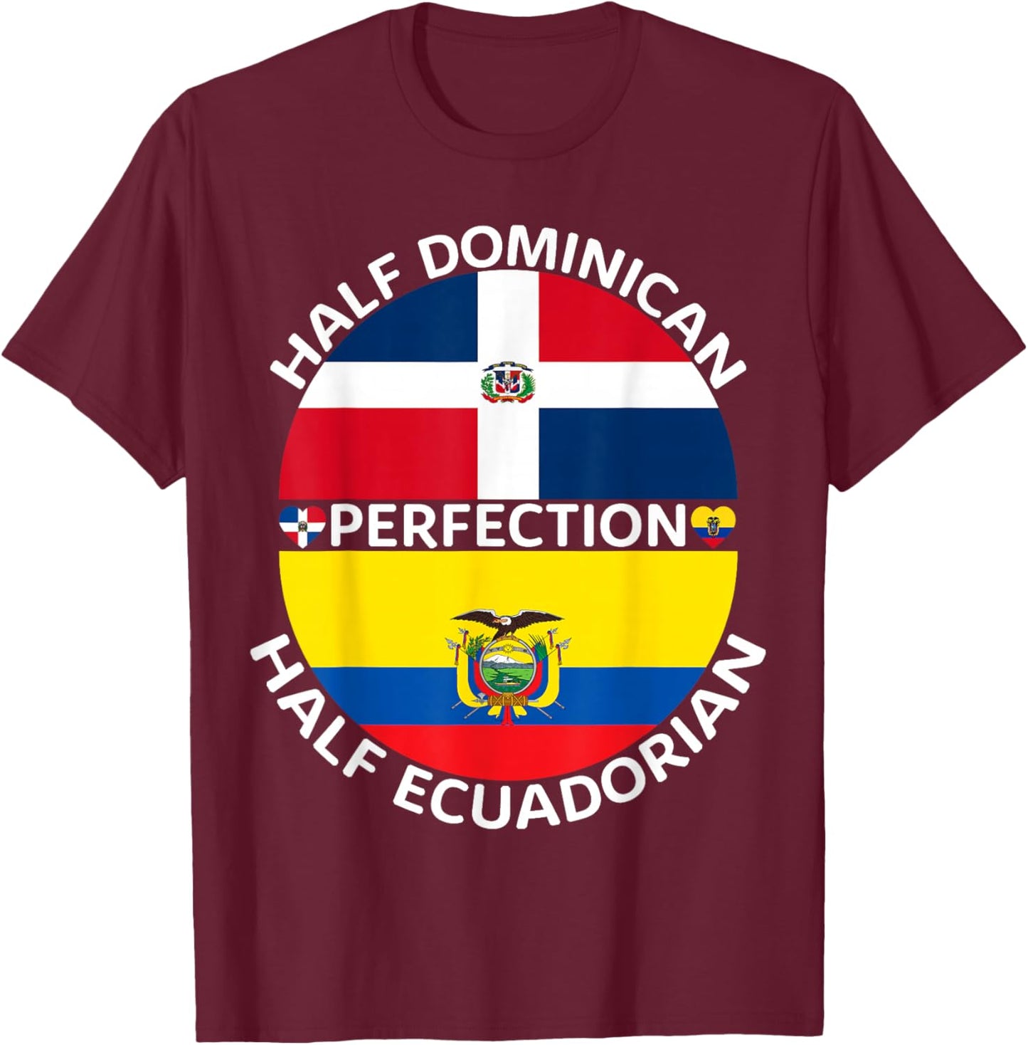Half Ecuadorian Half Dominican Republic Ecuador Flag Men T-Shirt - T-Shirt | Maroon