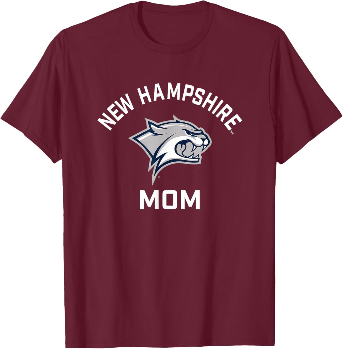 University of New Hampshire UNH Wildcats Arched Mom T-Shirt - T-Shirt | Maroon
