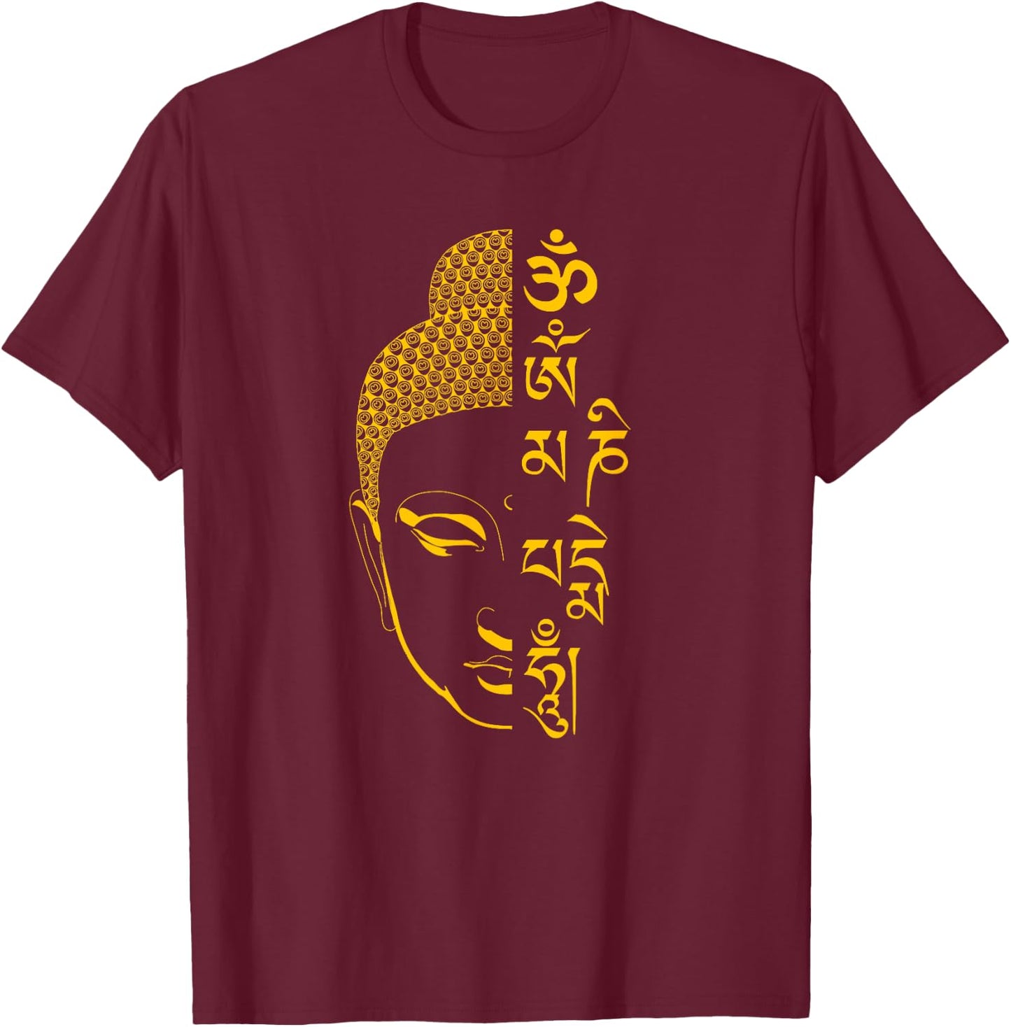 Buddha Om Mani Padme Hum Mantra T-Shirt - T-Shirt | Maroon