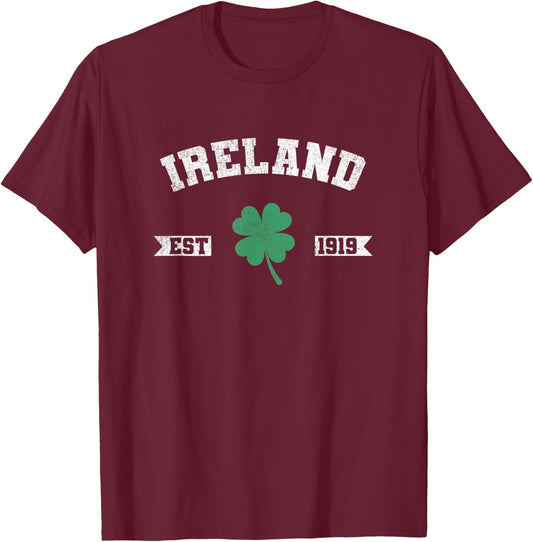 Ireland Est. 1919 Shamrock Irish Lucky T-Shirt - T-Shirt | Maroon