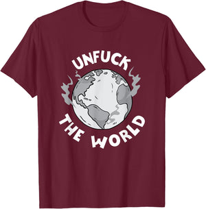 Unfuck The World Save The Elephants Earth Day 2021 Gifts T-Shirt - T-Shirt | Maroon