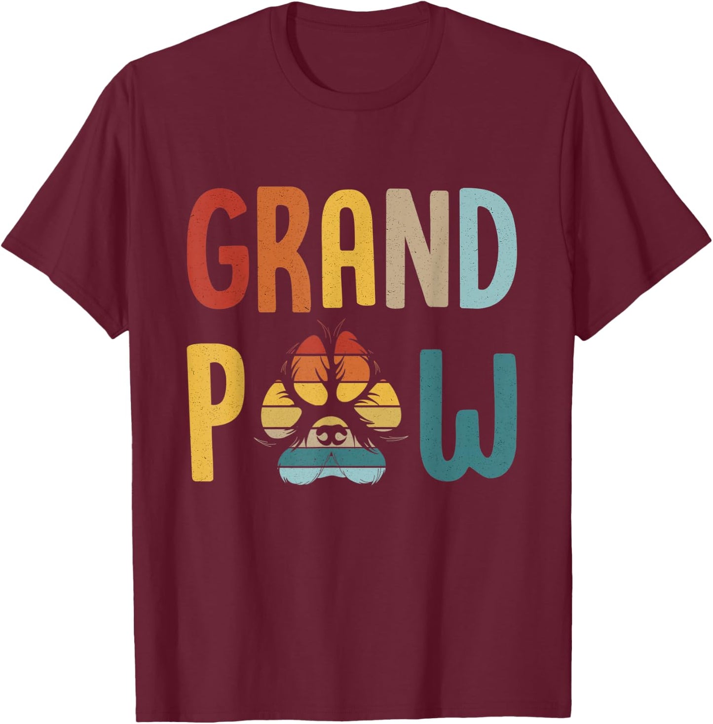 GrandPaw -best grandpa Dog Funny Dog Lover Grandparents T-Shirt - T-Shirt | Maroon