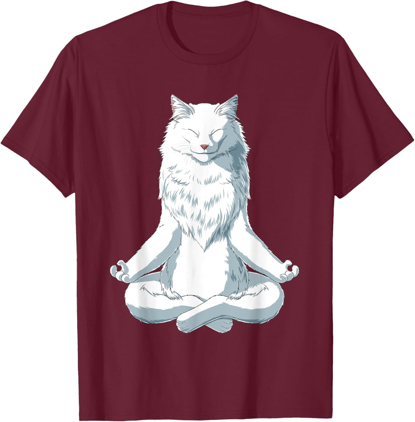 Yoga Turkish Angora Cat T-Shirt - T-Shirt | Maroon