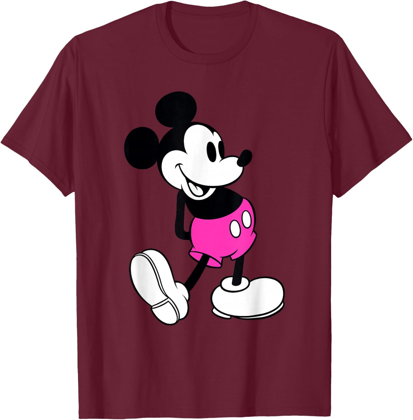 Disney - Mickey Mouse Pink Shorts T-Shirt - T-Shirt | Maroon