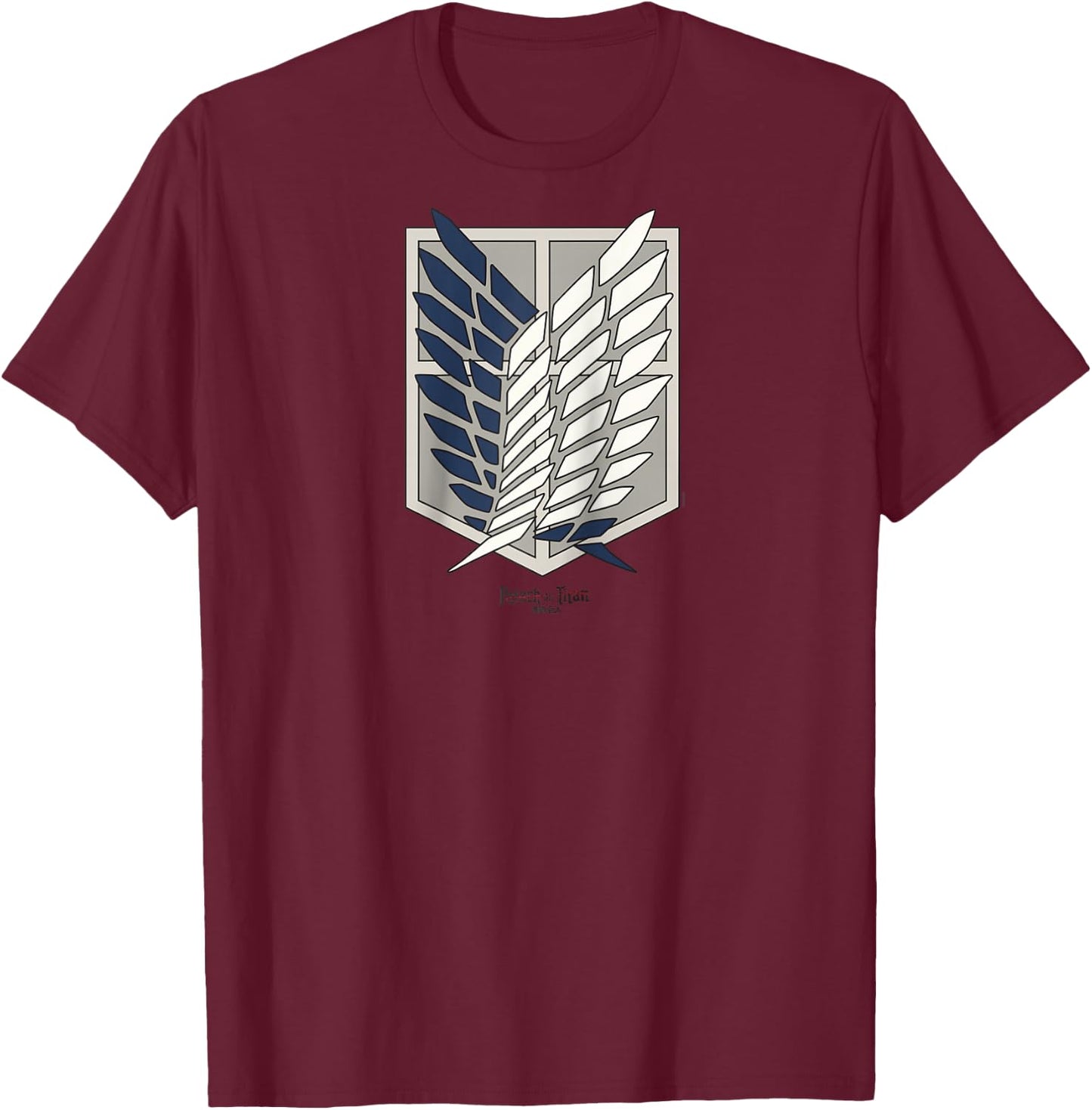 Attack on Titan Scout Regiment Shield AOT Anime Raglan Baseball T-Shirt - T-Shirt | Maroon
