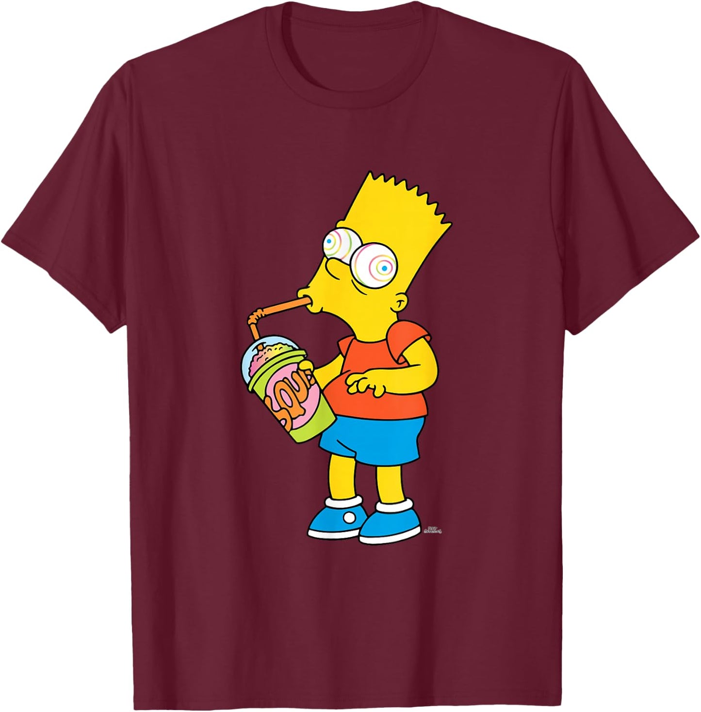 The Simpsons Bart Simpson Squishee Brain Freeze T-Shirt - T-Shirt | Maroon