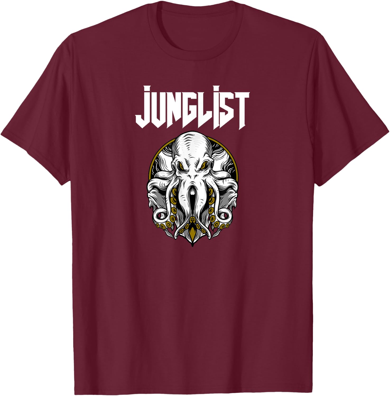 Junglist Octopus DnB Rave Drum and Bass Squid T-Shirt - T-Shirt | Maroon