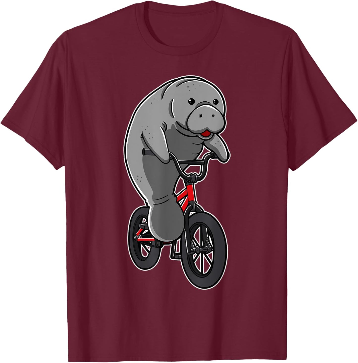 Manatees Sea Cows Dugong Biker Cyclist Floaty Potatoes Gift T-Shirt - T-Shirt | Maroon