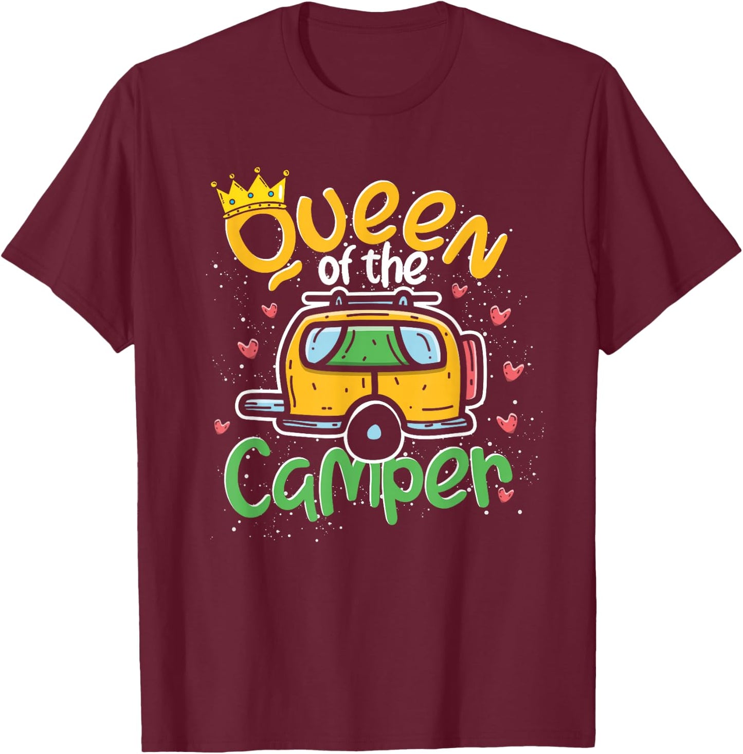 Outdoor Camping Caravan Queen Camper Motorhome Camping T-Shirt - T-Shirt | Maroon