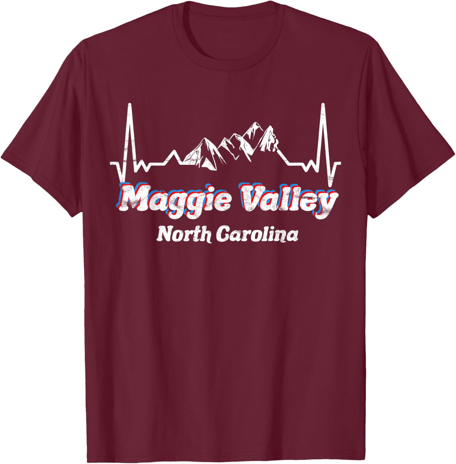 Maggie Valley, North Carolina Blue Ridge Mountains Retro T-Shirt - T-Shirt | Maroon