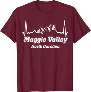 Maggie Valley, North Carolina Blue Ridge Mountains Retro T-Shirt - T-Shirt | Maroon