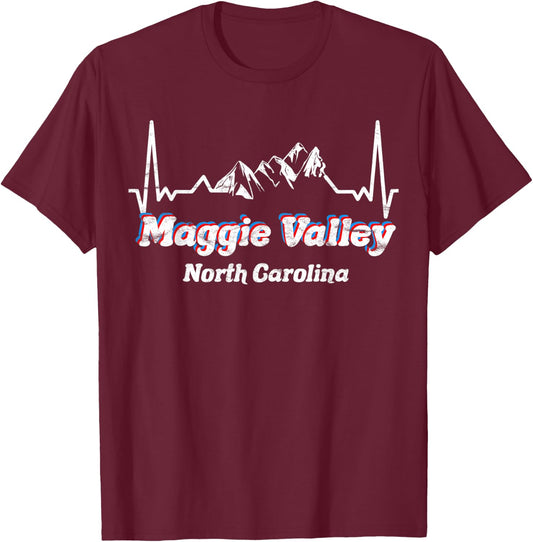Maggie Valley, North Carolina Blue Ridge Mountains Retro T-Shirt - T-Shirt | Maroon