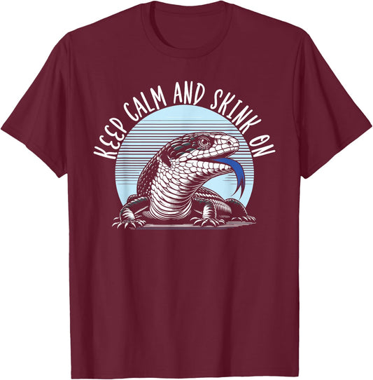 Blue Tongue Skink Lizard Lover Reptile Herpetology T-Shirt - T-Shirt | Maroon