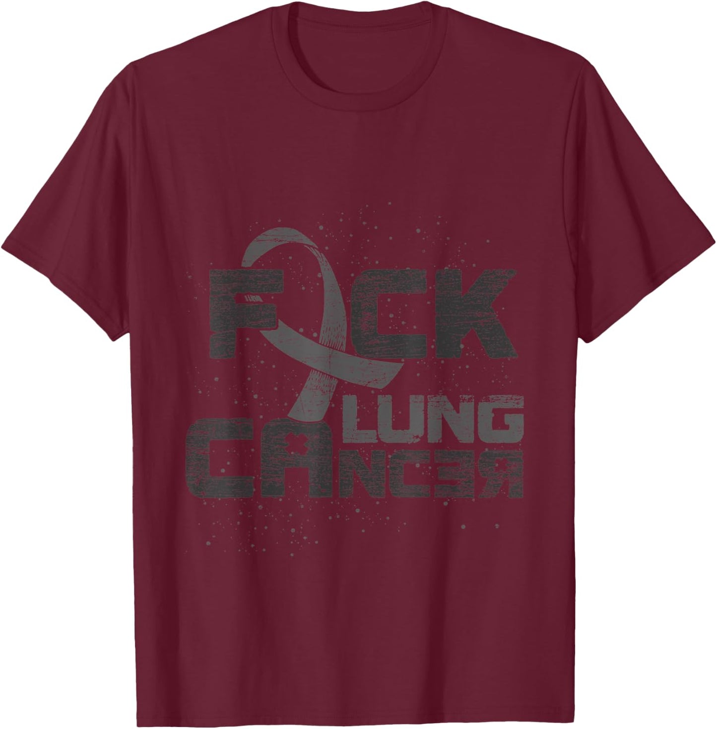 White Ribbon Lung Cancer Awareness Fuck Lung Cancer T-Shirt - T-Shirt | Maroon