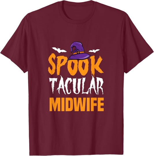 Spooktacular Midwife Halloween Costume T-Shirt - T-Shirt | Maroon