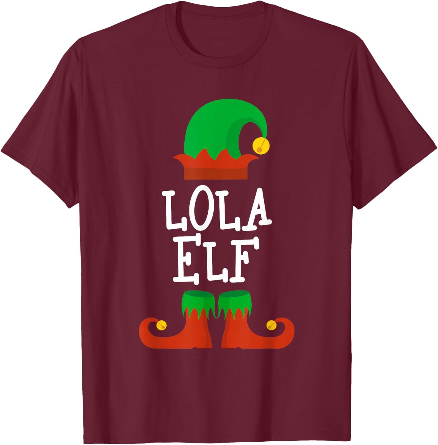 Family I'm The Lola Elf Christmas Pajama Matching Funny T-Shirt - T-Shirt | Maroon