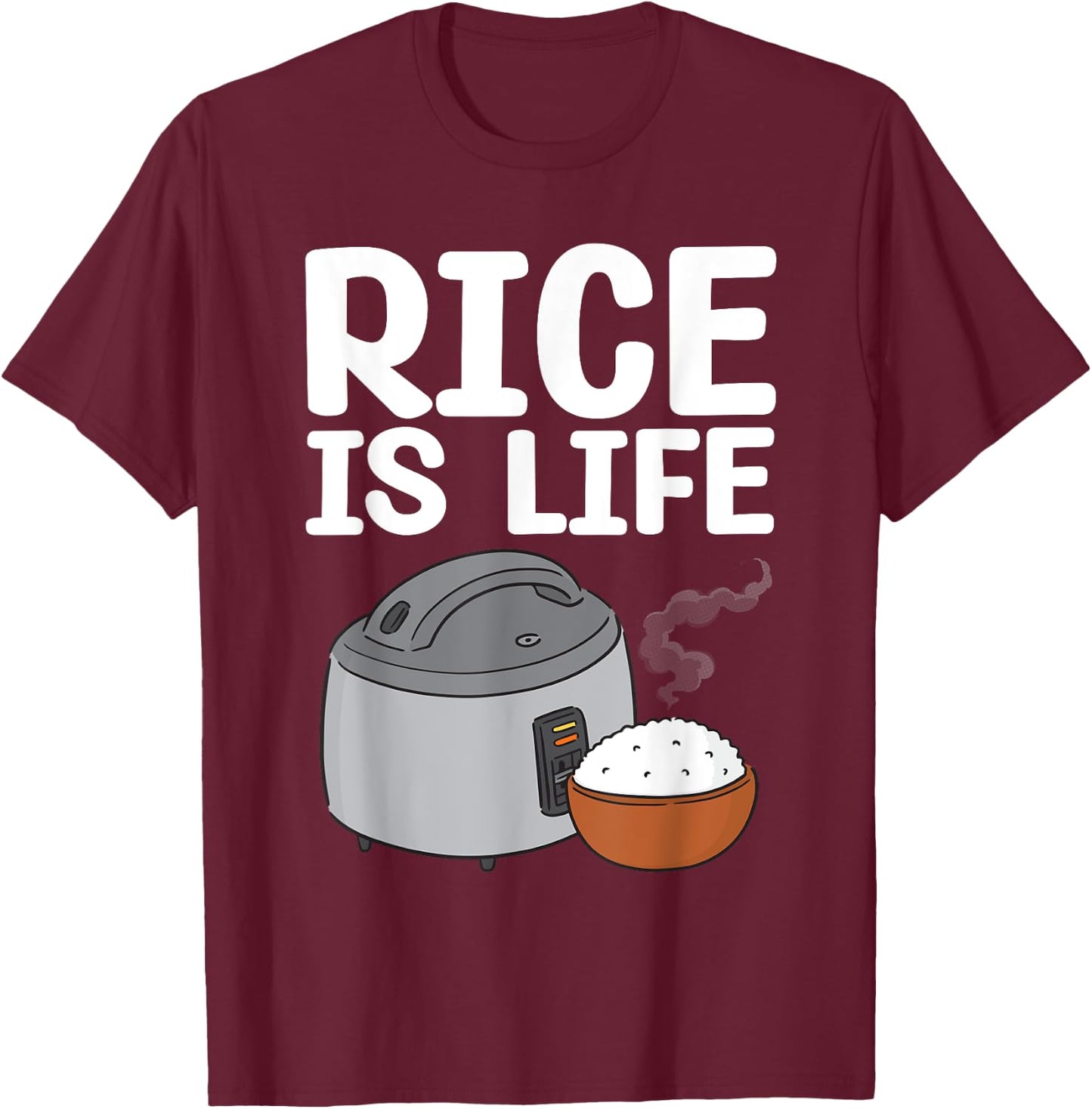 Cool Rice Design Women White Food Cooker Rice Lover T-Shirt - T-Shirt | Maroon
