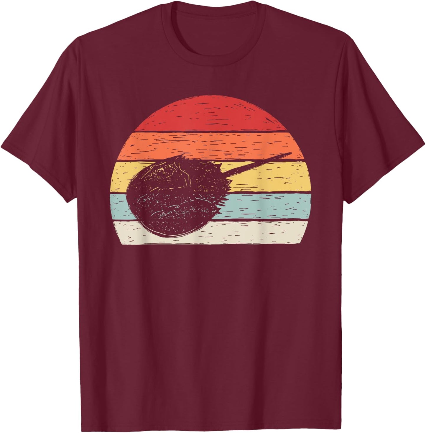 Vintage Retro Horseshoe Crab T-Shirt - T-Shirt | Maroon