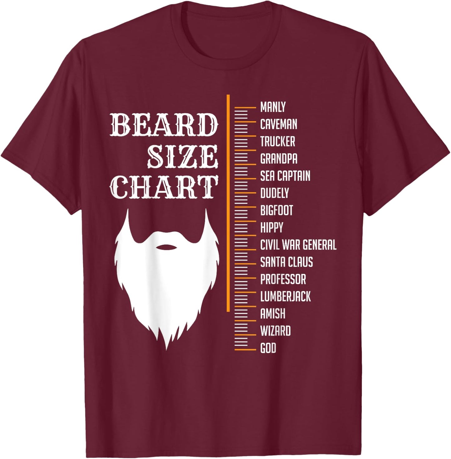 Beard Measurement Chart Shirt, Beard Length Growth Chart T-Shirt - T-Shirt | Maroon