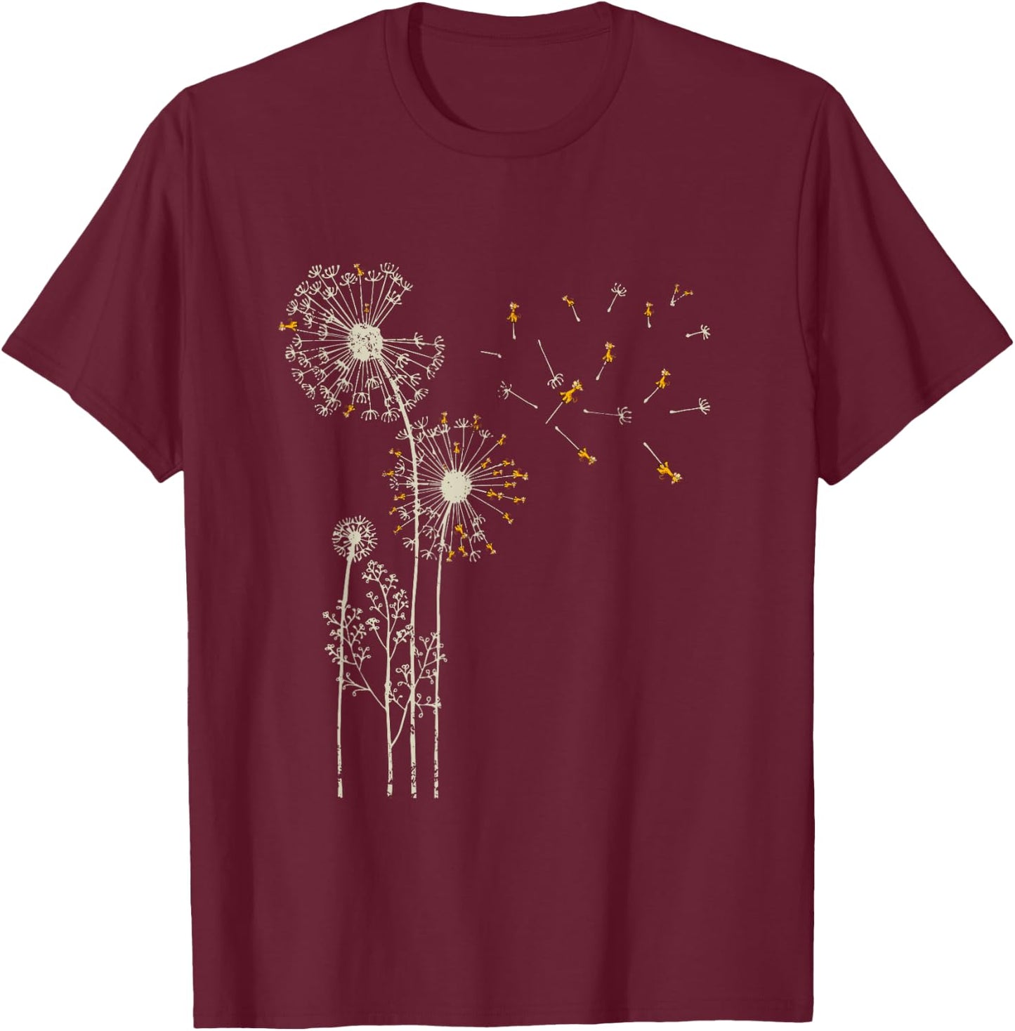 Animal Lover Zoo Keeper Gift Giraffe Dandelion T-Shirt - T-Shirt | Maroon