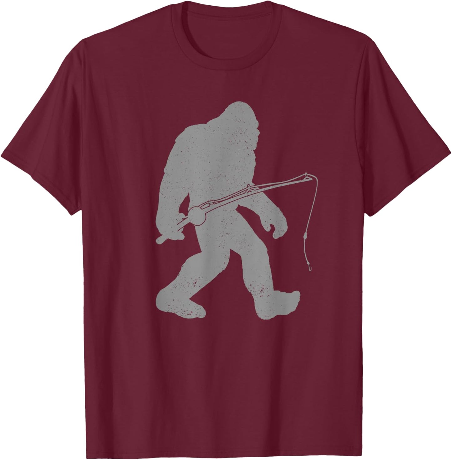 Fishing Bigfoot Funny Fishing Gift Men Youth Boys T-Shirt - T-Shirt | Maroon