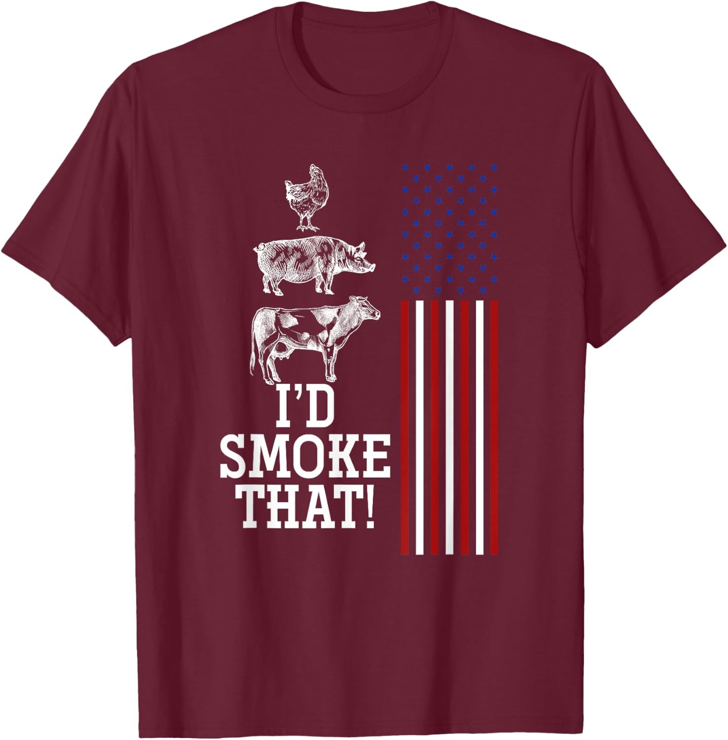Id Smoke That Barbecue T-Shirt - T-Shirt | Maroon