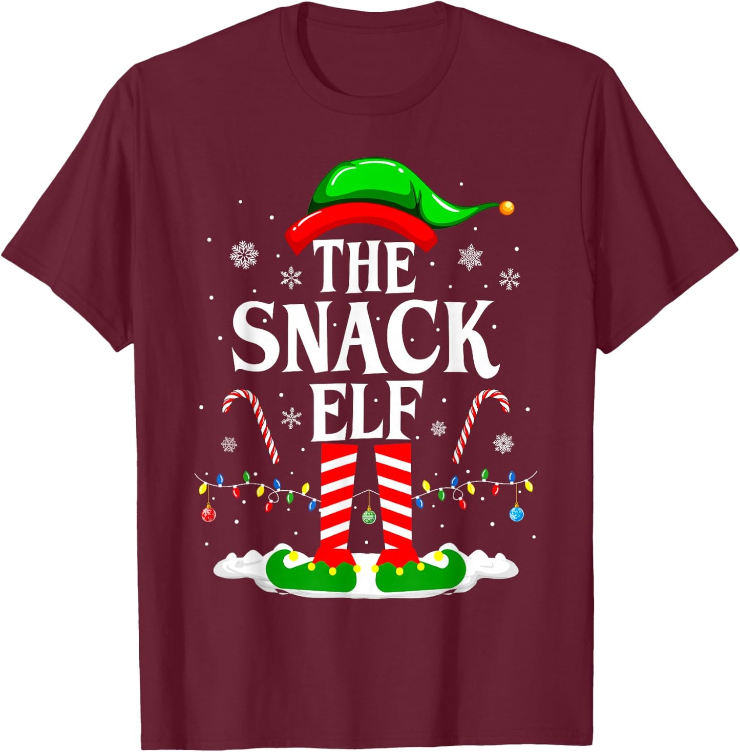 The Snack Elf Xmas Funny Matching Family Group Christmas T-Shirt - T-Shirt | Maroon