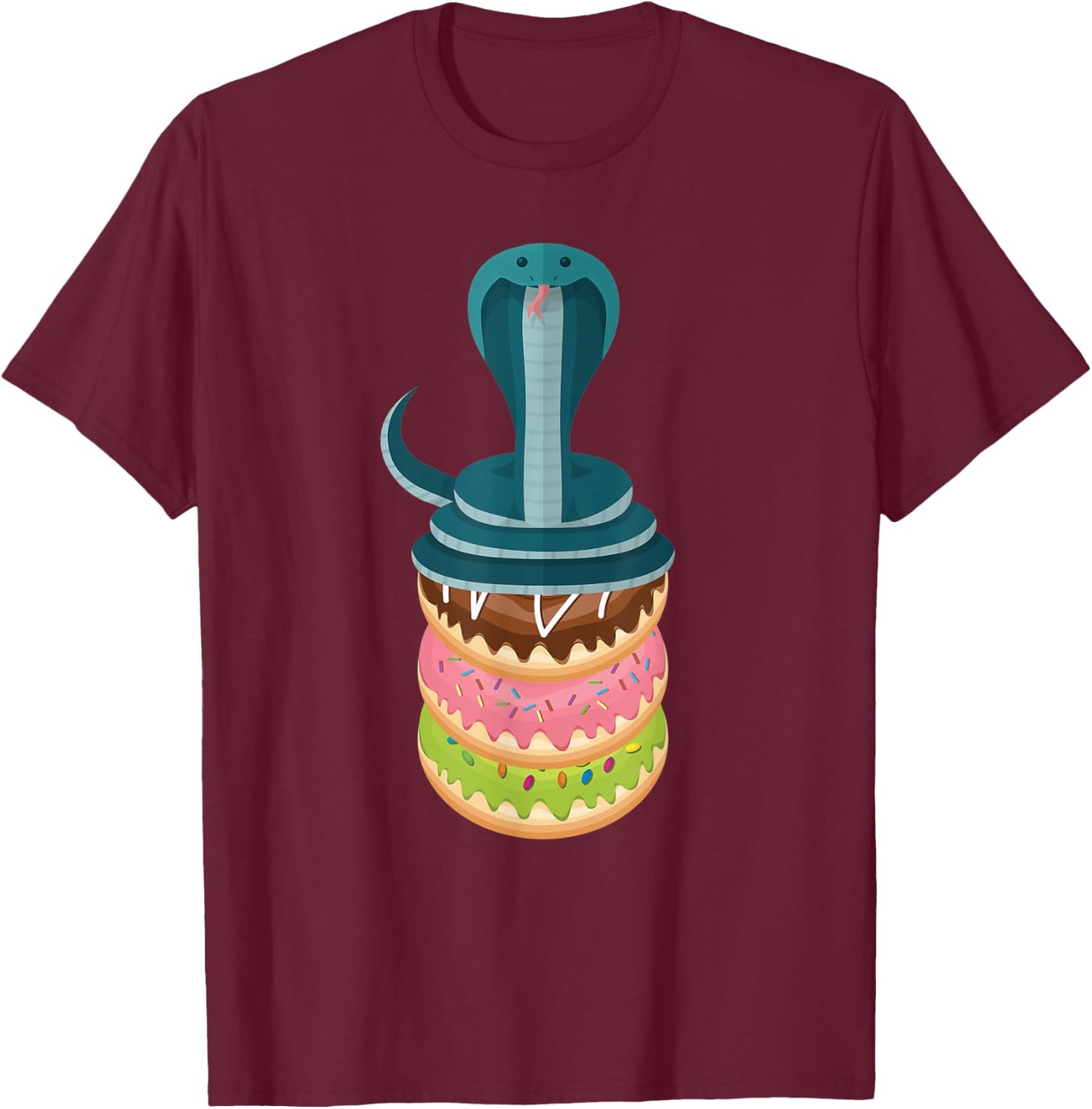 Snake Donut Cake Funny Snake T-Shirt - T-Shirt | Maroon