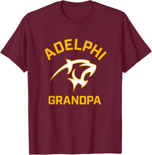 Adelphi University Panthers Arched Grandpa T-Shirt - T-Shirt | Maroon