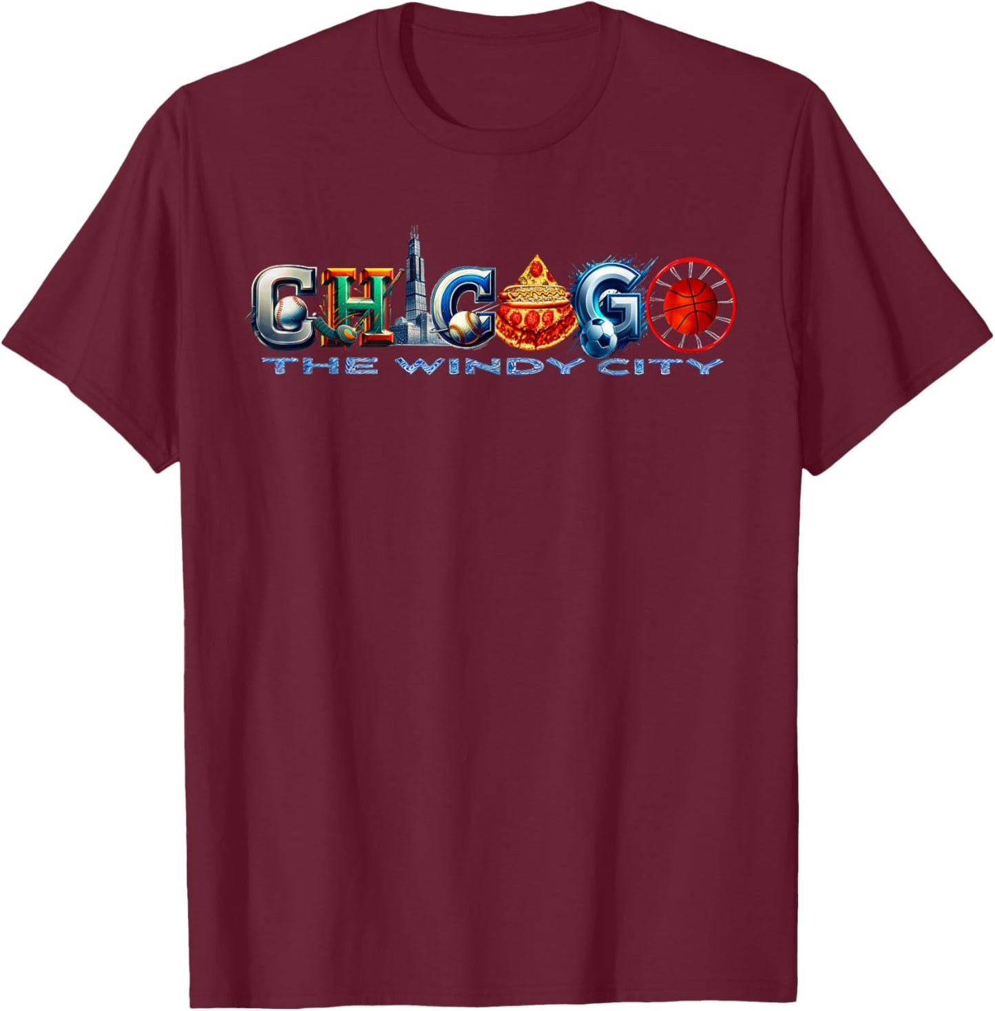 The Windy City A Chicago Sporting Team Fan A Fun Chicagoan T-Shirt - T-Shirt | Maroon