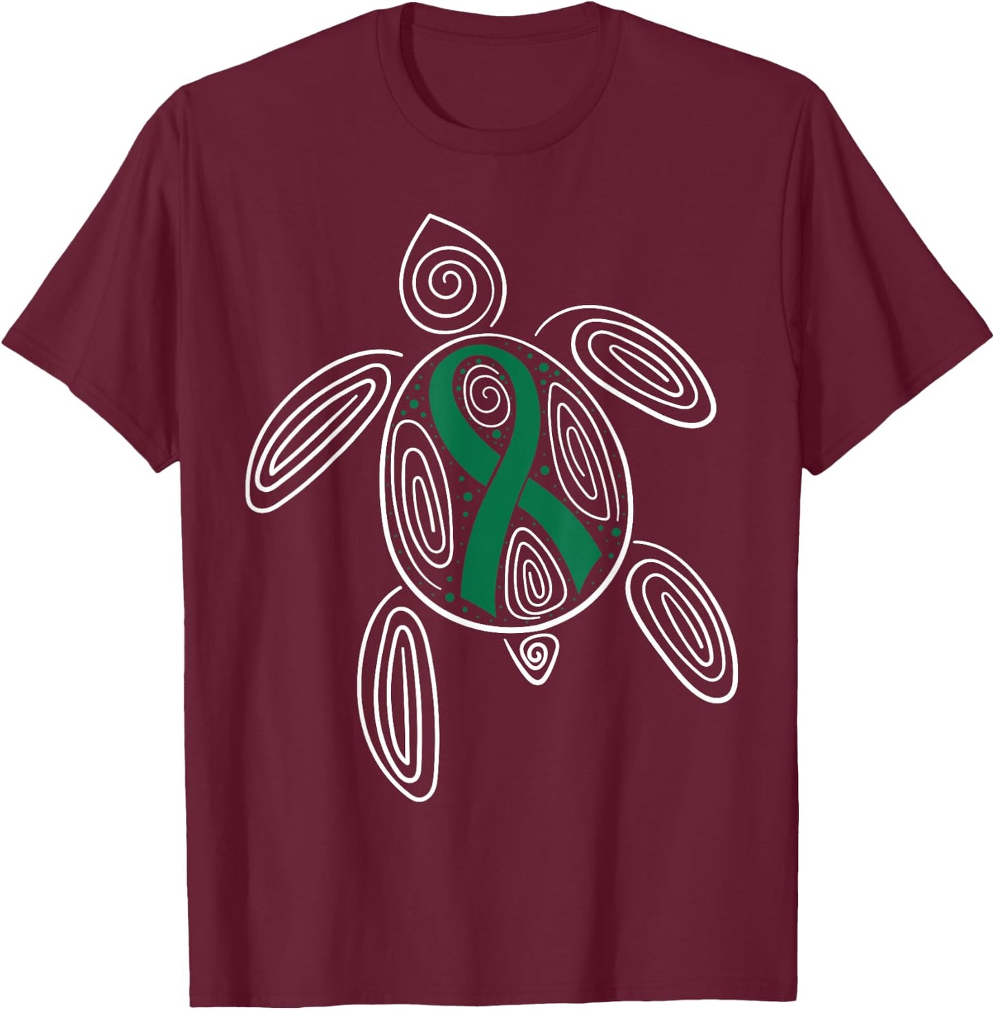 Liver Cancer Awareness Primary Hepatic Green Ribbon Jaundice T-Shirt - T-Shirt | Maroon