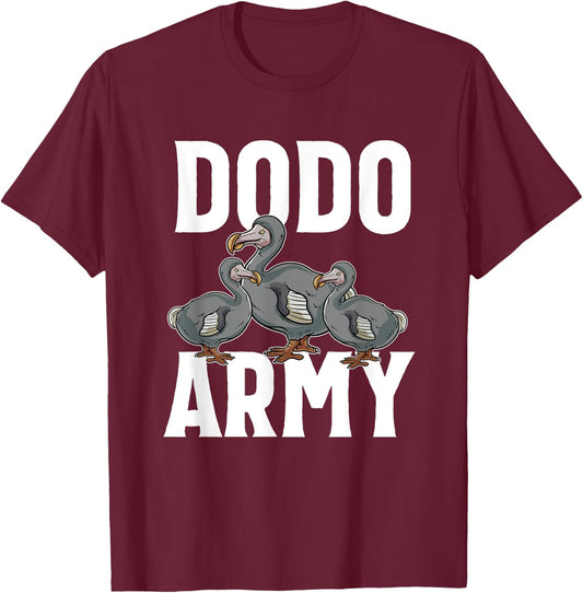 Dodo Army Extinct Flightless Bird Lovers Ornithology Gift T-Shirt - T-Shirt | Maroon