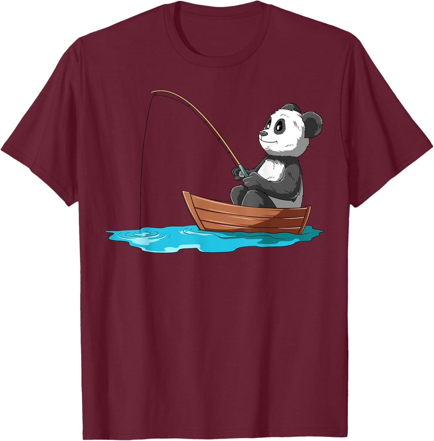 Panda Fishing Panda Fisherman Boat Fishing Lovers T-Shirt - T-Shirt | Maroon