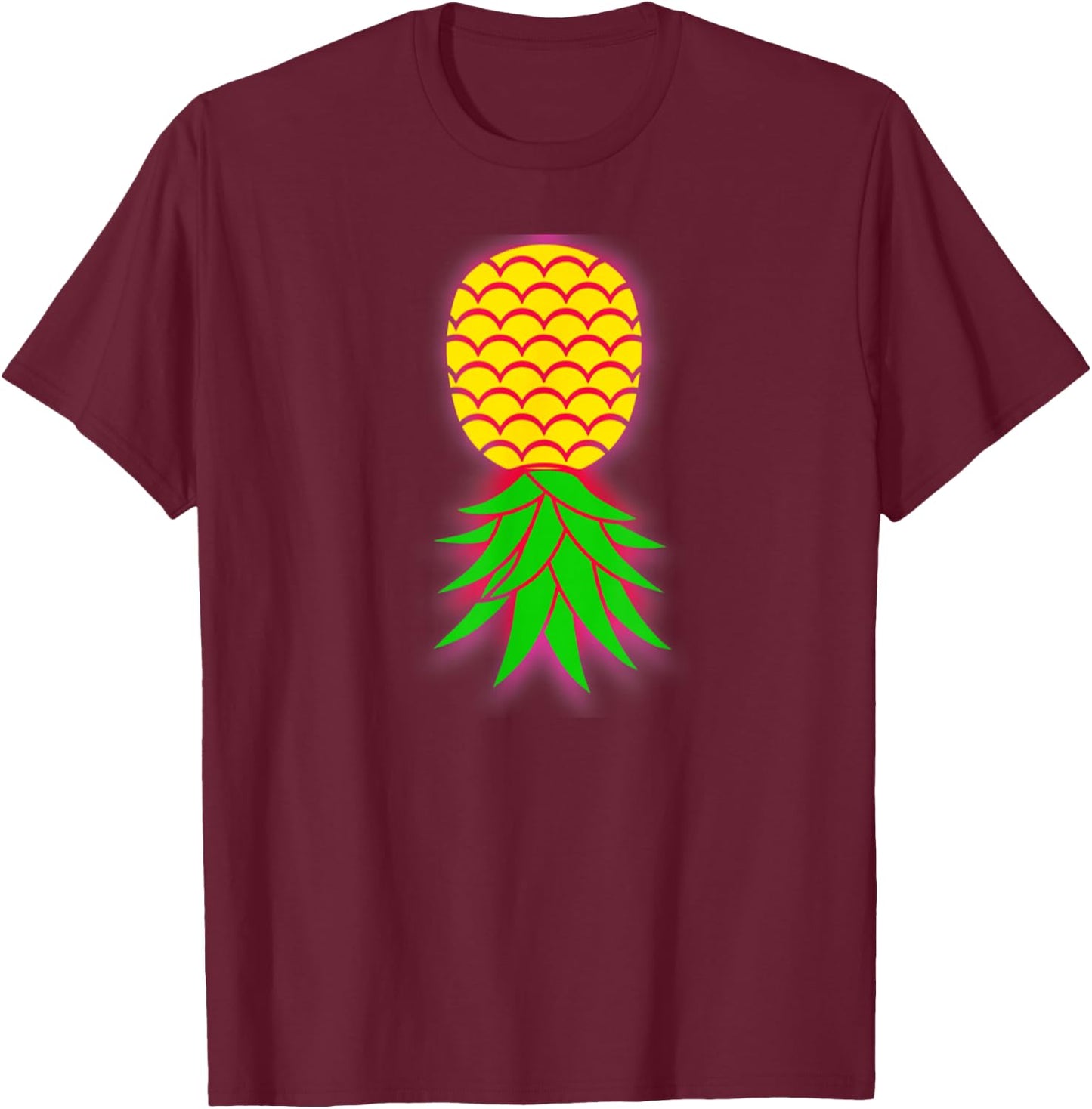 Glowing upside down pineapple swinger life Design T-Shirt - T-Shirt | Maroon