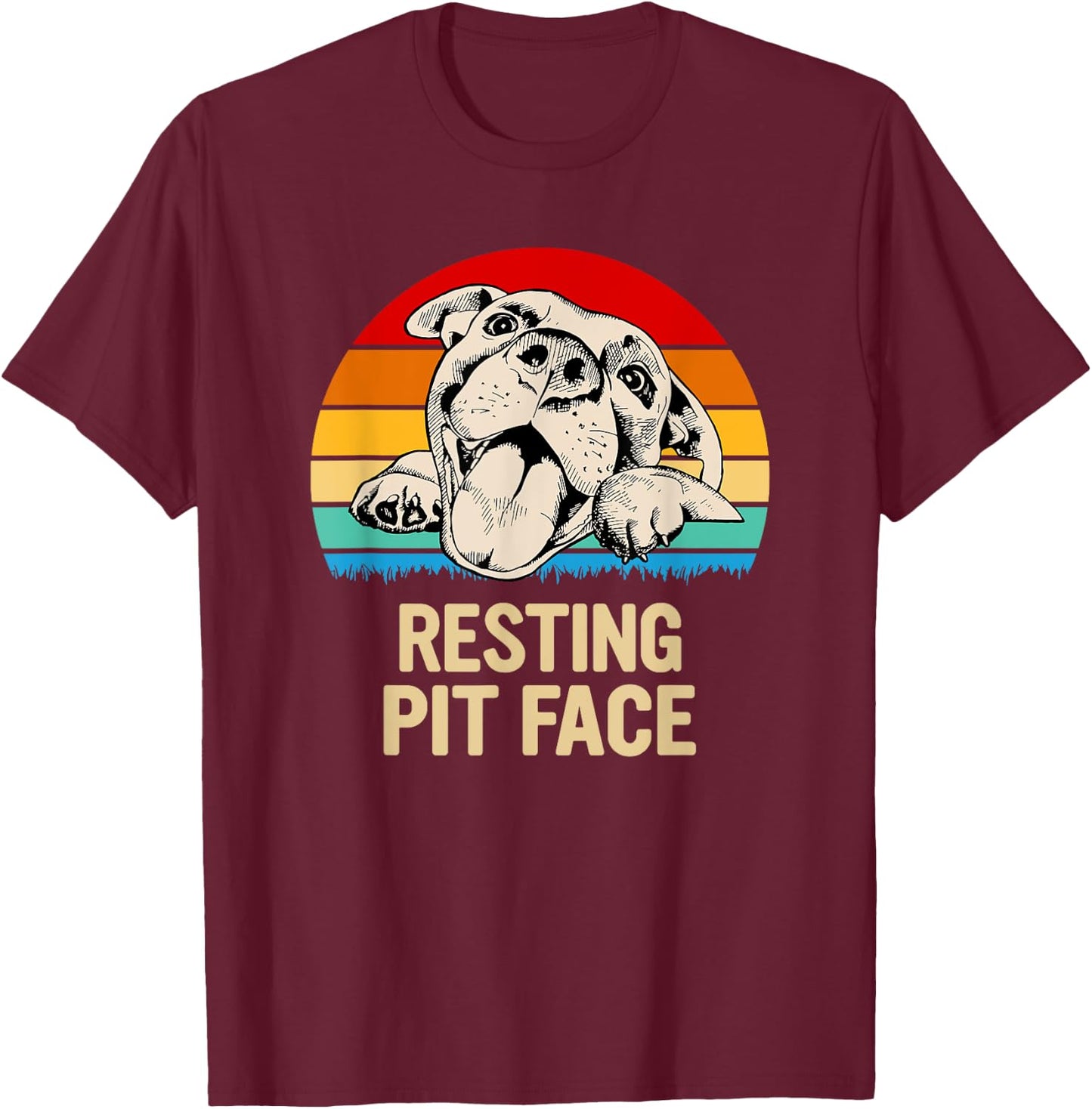 The Loyal Dog Apparel Co Resting Pit Face -Adults, Kids Black Small T-Shirt - T-Shirt | Maroon